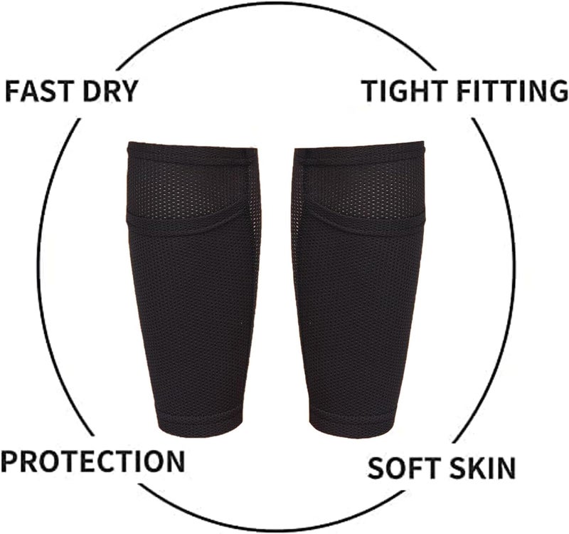 Hersent Soccer Shin Guard Sock,Leg Performance Support Football Compression Calf Sleeves with Pocket Can Holding Shin Pads,Comfort Breathable Youth Soccer Shin Guard Holders for Beginner or Elite Athlete - Image 4